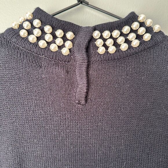 Vintage Darian Petites Black Embellished Sweater Dress Womens Petite Large - Picture 5 of 6